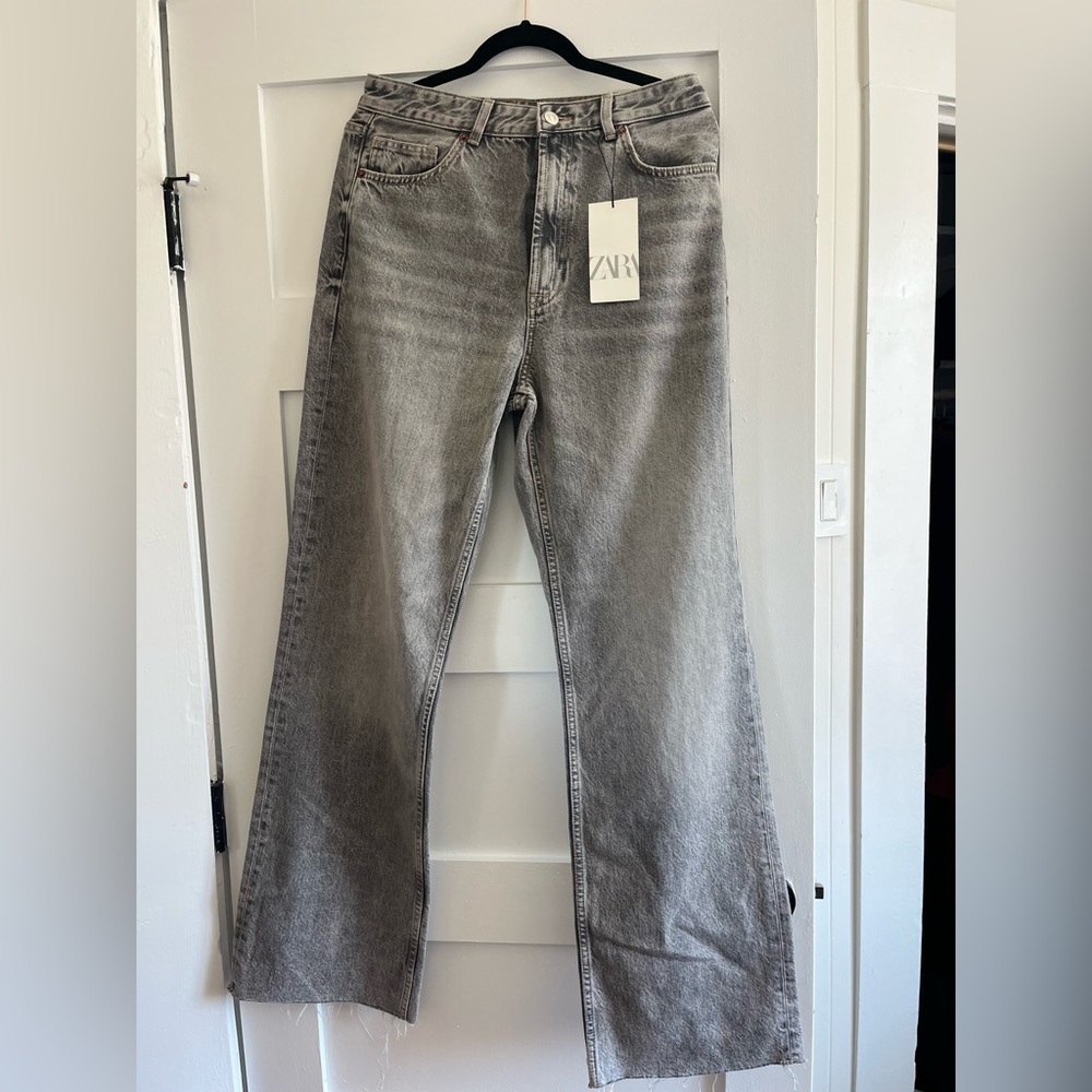 Zara Charcoal Denim wide leg jeans